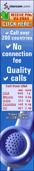 Cheap international calling cards online from Cloncom.com. No connection         fee. Quality calls.